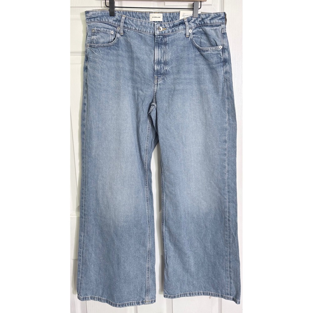 Everlane The Low-Key Jean 32 Blue Low Rise Wide Leg Denim Pants